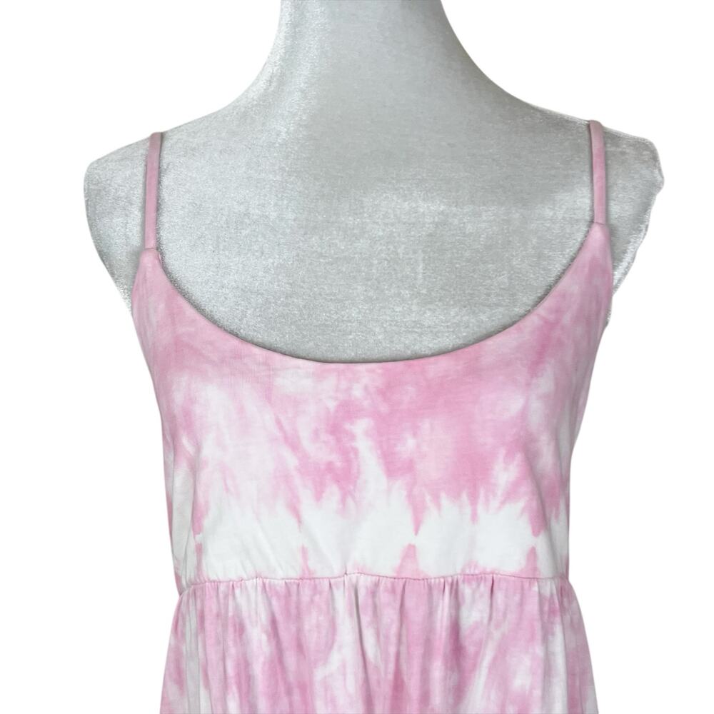 😎 Gap Pink and White Tie Dye Print Tiered Ruffle Sleeveless Sundress Size Small - Picture 4 of 7